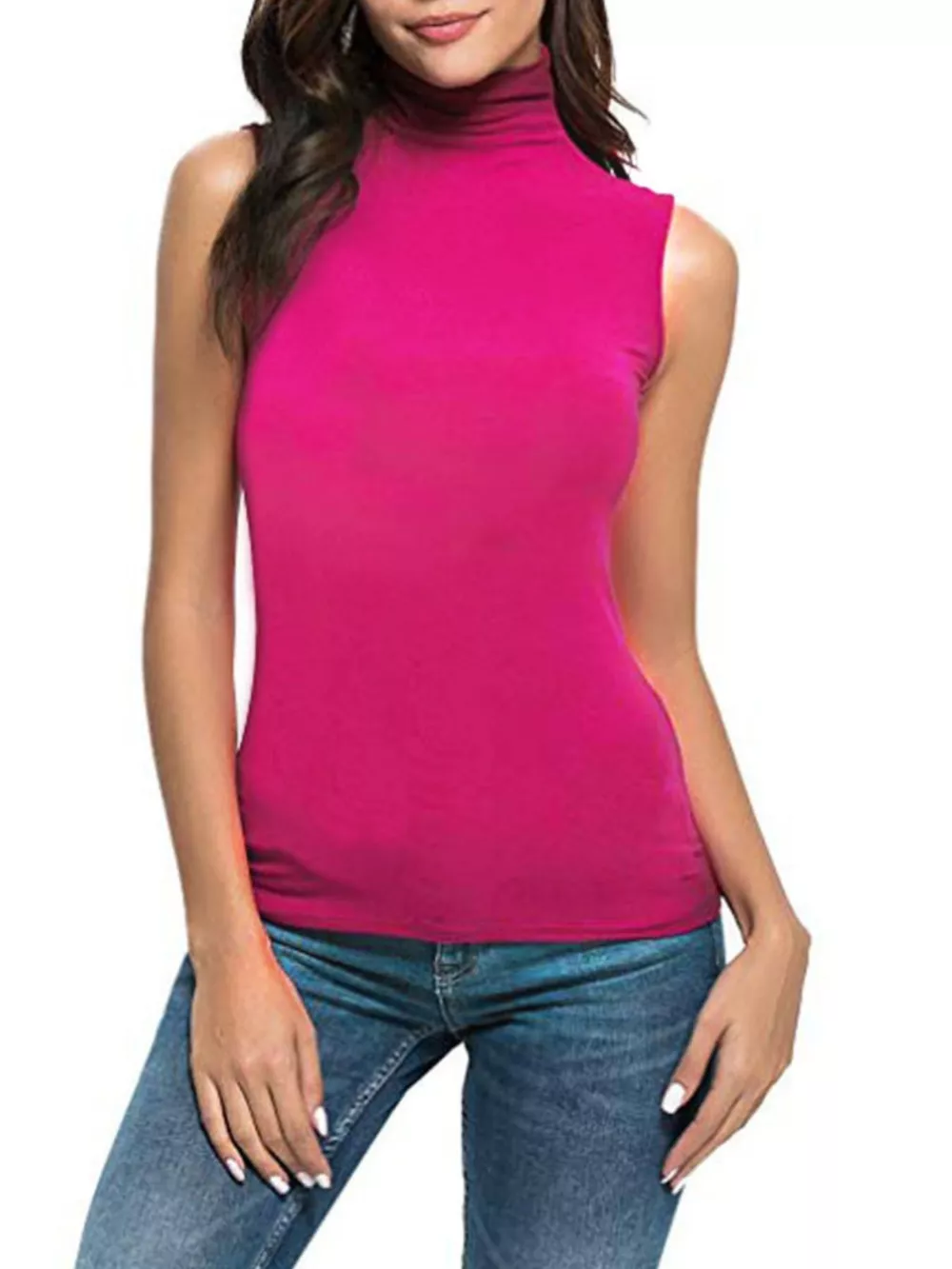 Sleeveless Turtleneck Slim Fit T-Shirt, image 14