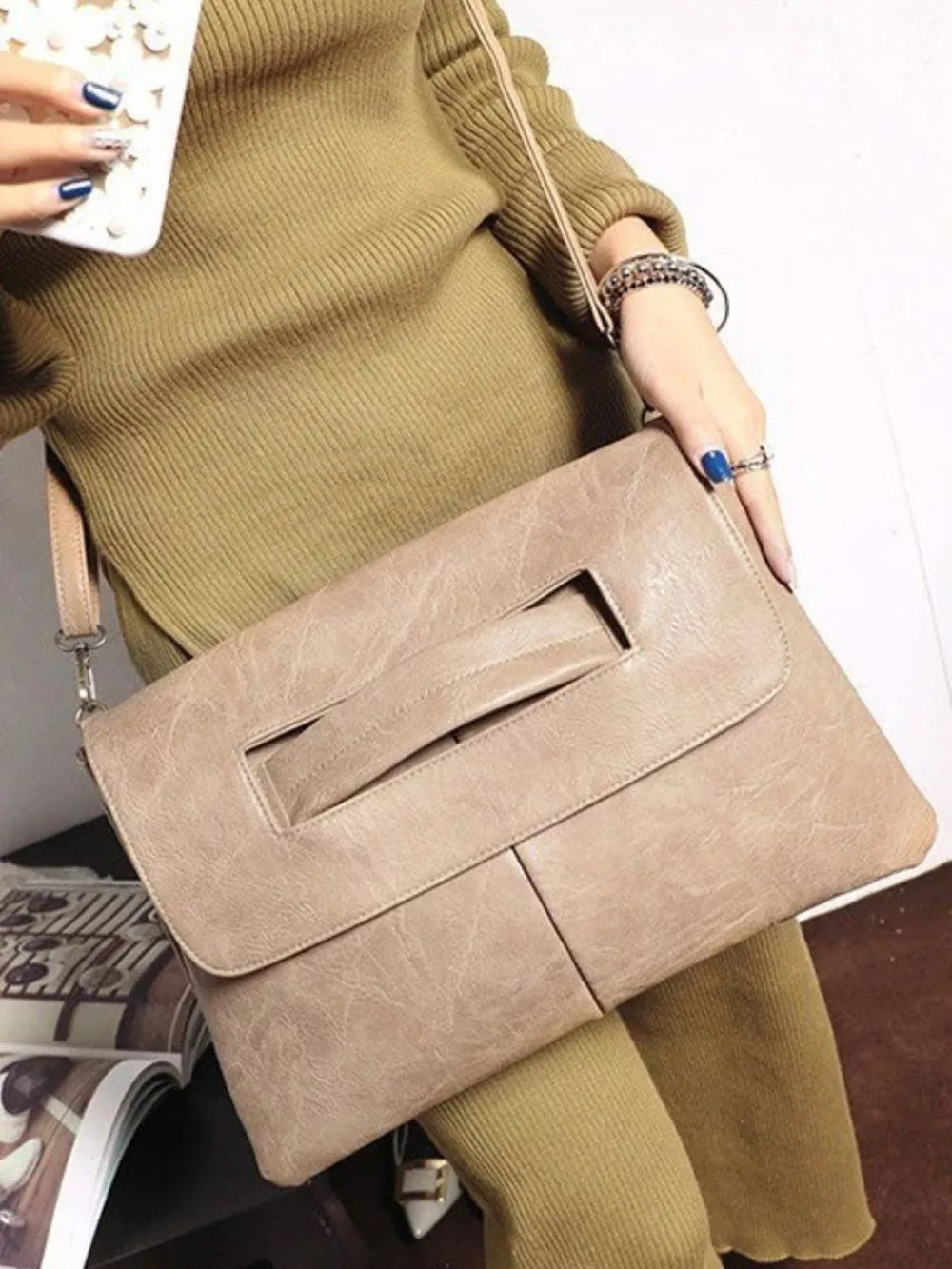 PU Leather Square Crossbody Bag