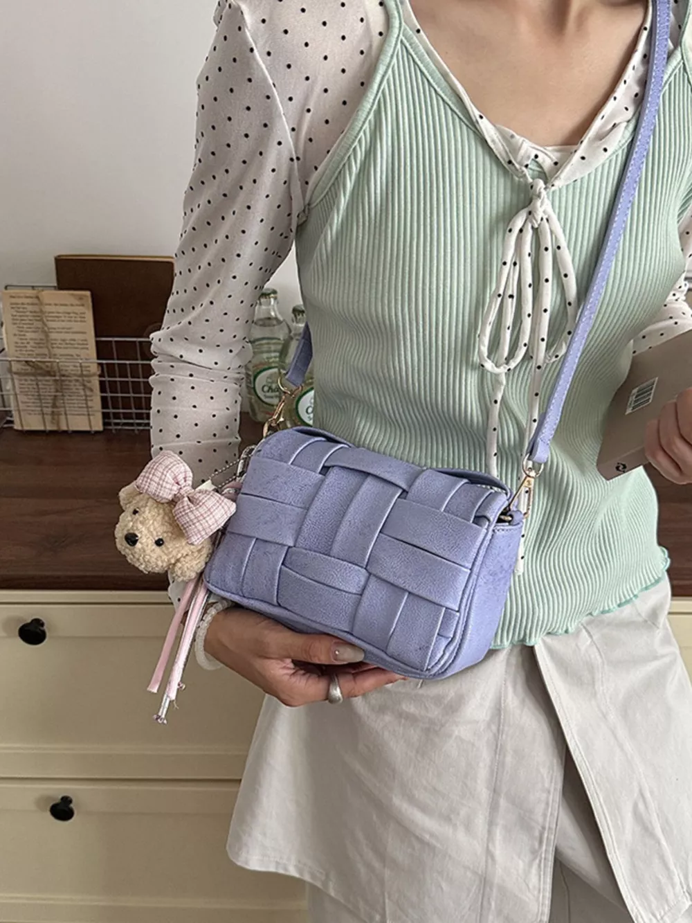 Woven Texture Crossbody Bag, image 5
