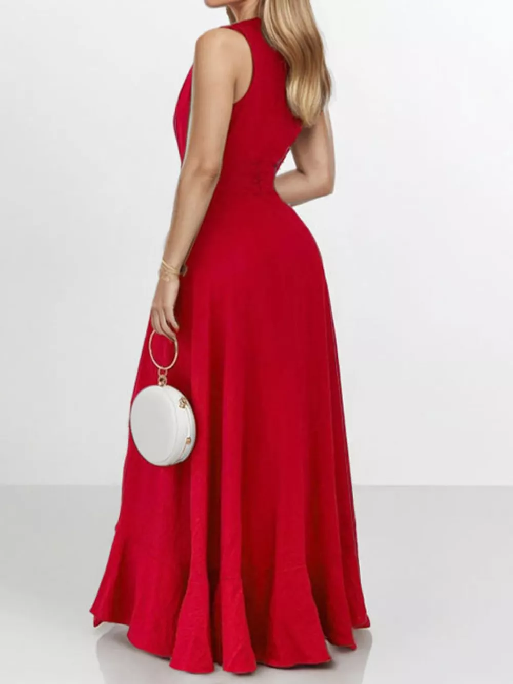 Full Size Ruffled High-Low Maxi Dress Plus Size, image 3