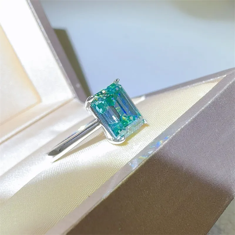 2 Carat 925 Sterling Silver Rectangle Shape Moissanite Ring, image 3