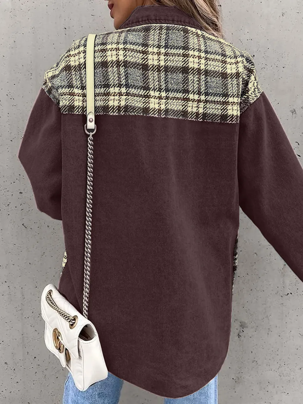 Plaid Button Up Dropped Shoulder Jacket, image 14