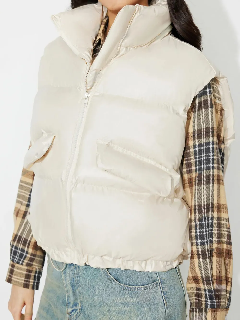 Zip Up Vest Coat with Pockets, image 3