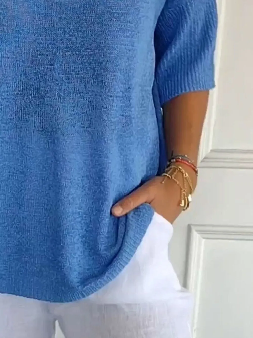 Full Size Relaxed Fit Ribbed Hem Sweater Plus Size, image 12