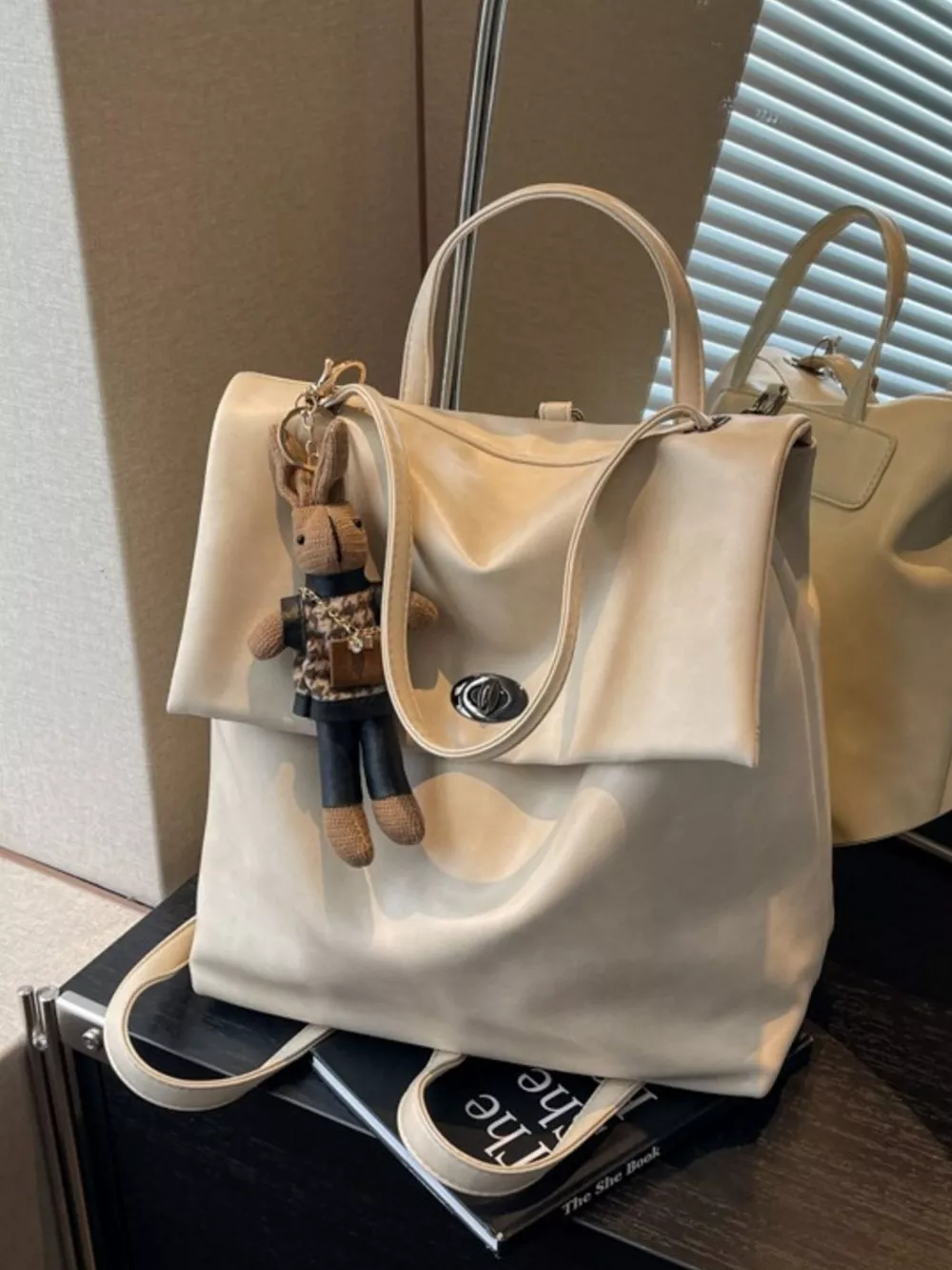 Leather Flap Backpack Bag, image 3