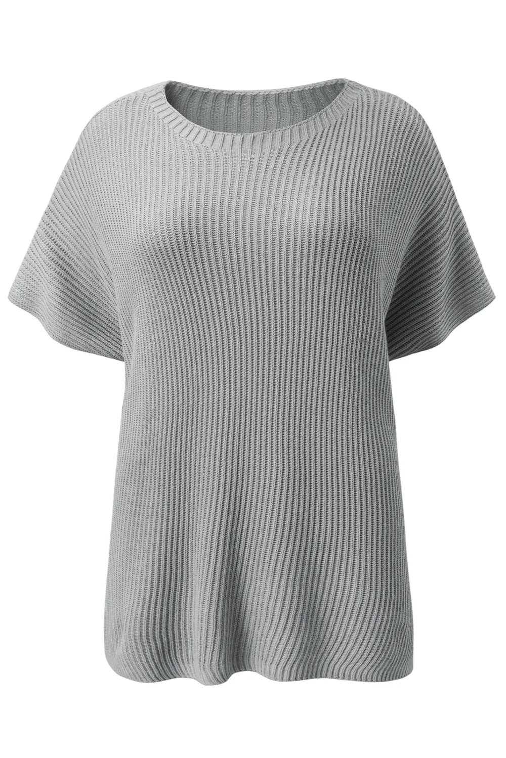 Slit Round Neck Short Sleeve Knit Top, image 8