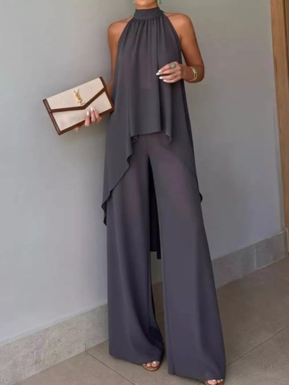 Full Size High-Low Sleeveless Top and Wide-Leg Pants Two-Piece Set Plus Size, image 10