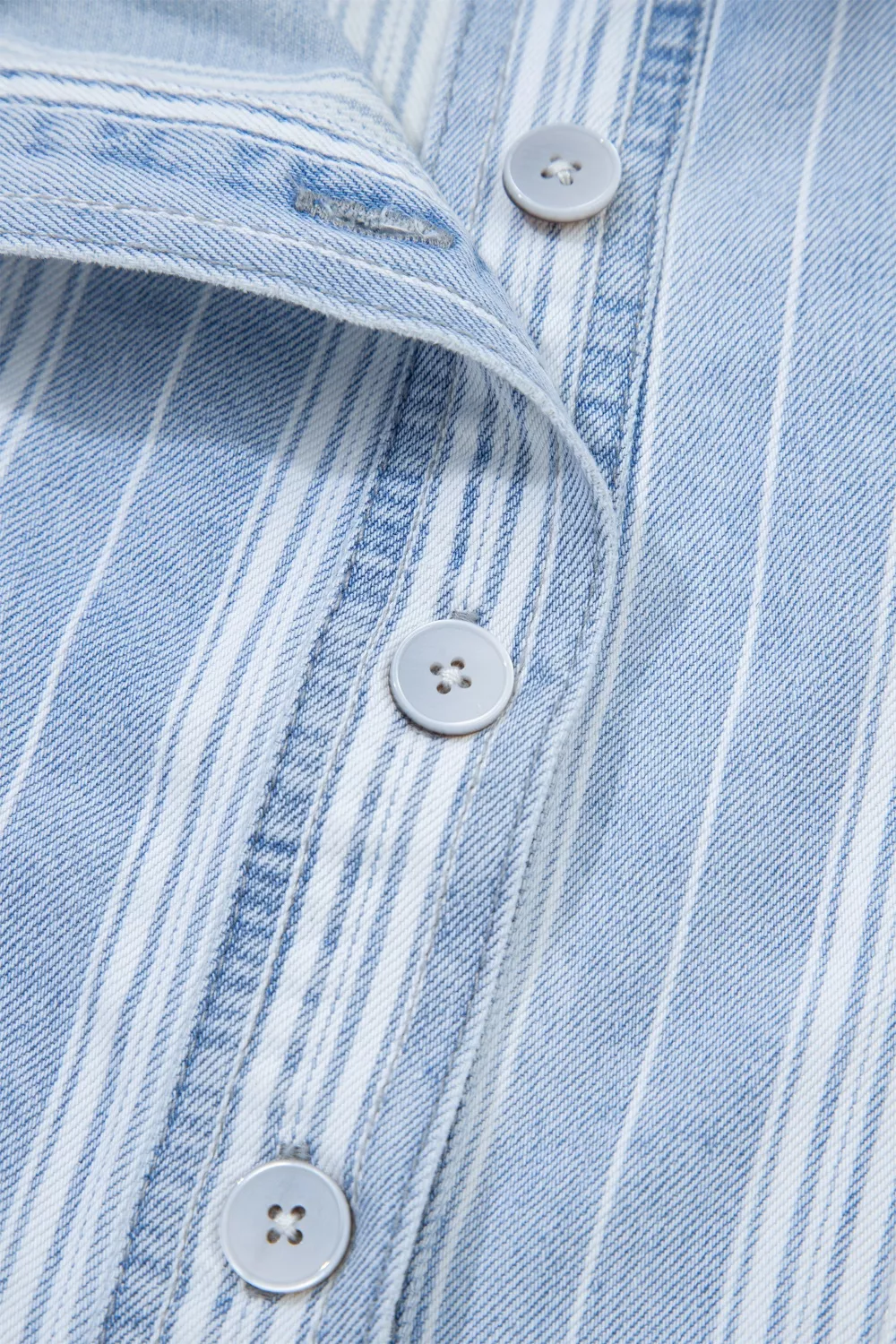 Stripe Boyfriend Chest Pocket Classic Denim Shacket, image 8