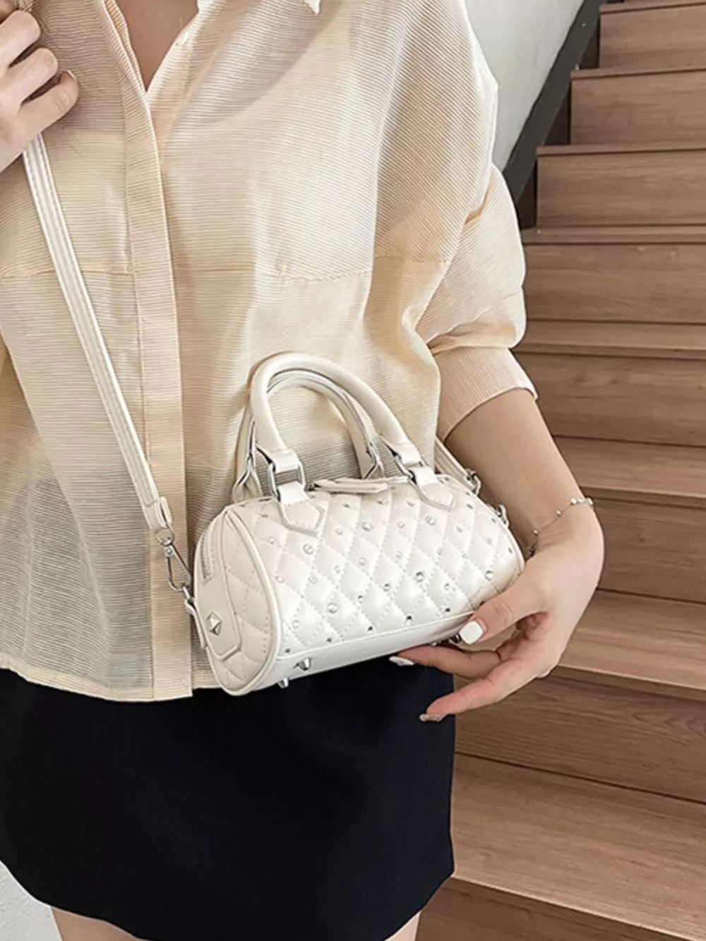 Quilted Barrel Handbag, image 2
