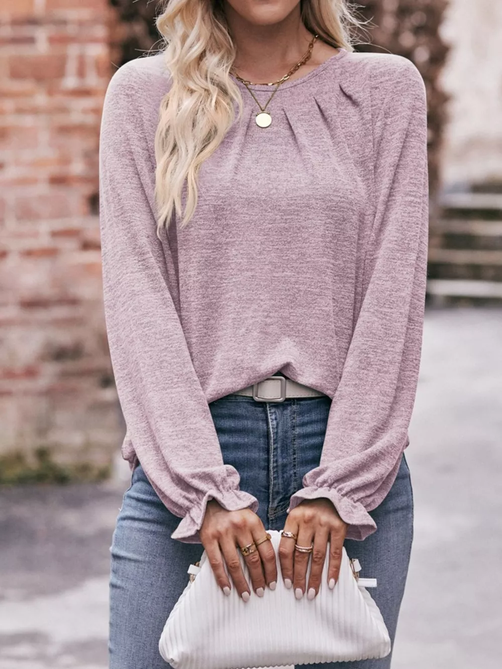 Ruffle Cuff Long Sleeve T-Shirt, image 15