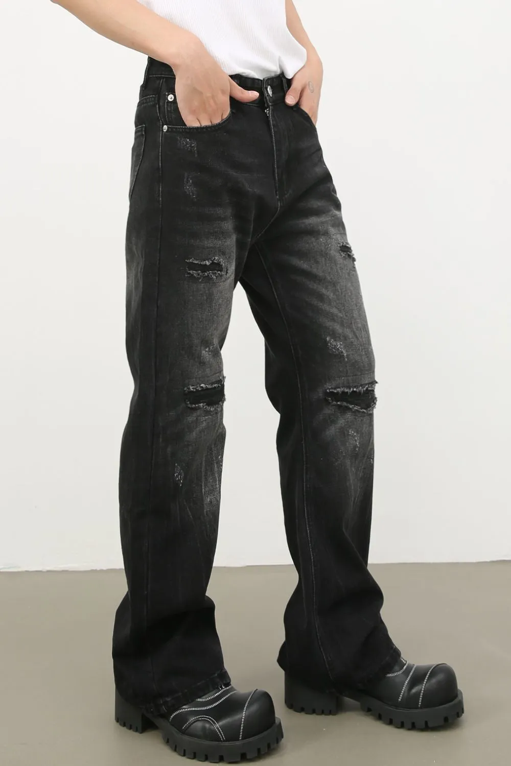 Men's Distressed Jeans with Pockets, image 4