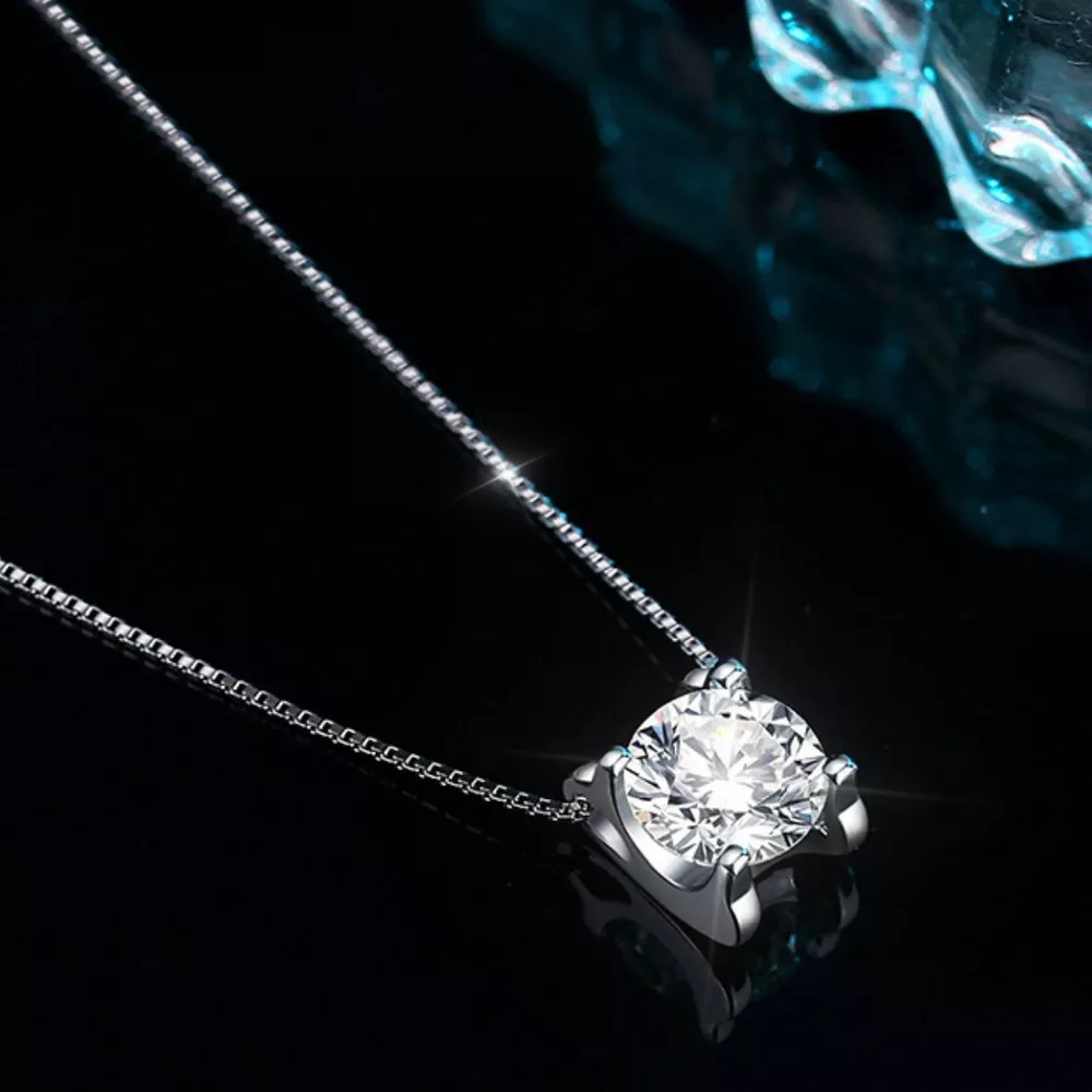 1 Carat 925 Sterling Silver Moissanite Pendant Necklace, image 2