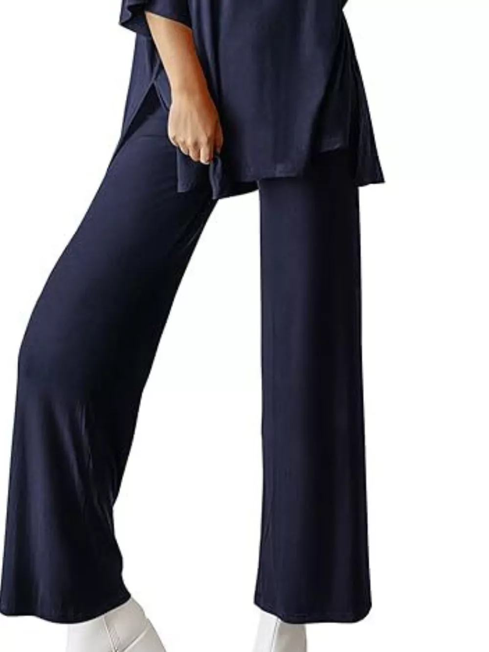 Slit Round Neck Top and Pants Set, image 28