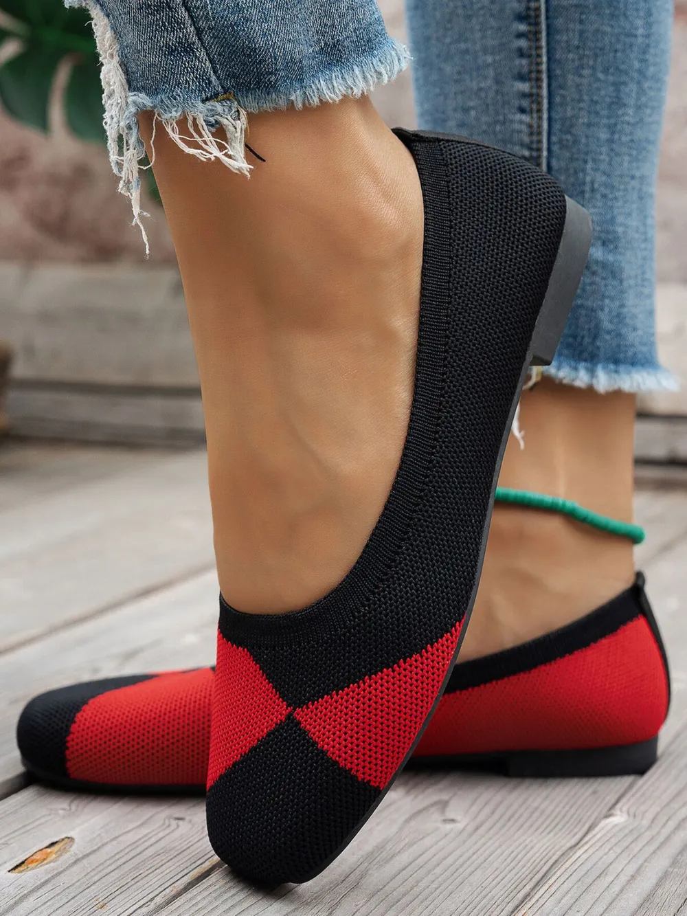 Color Block Knit Slip-On Loafers, image 9