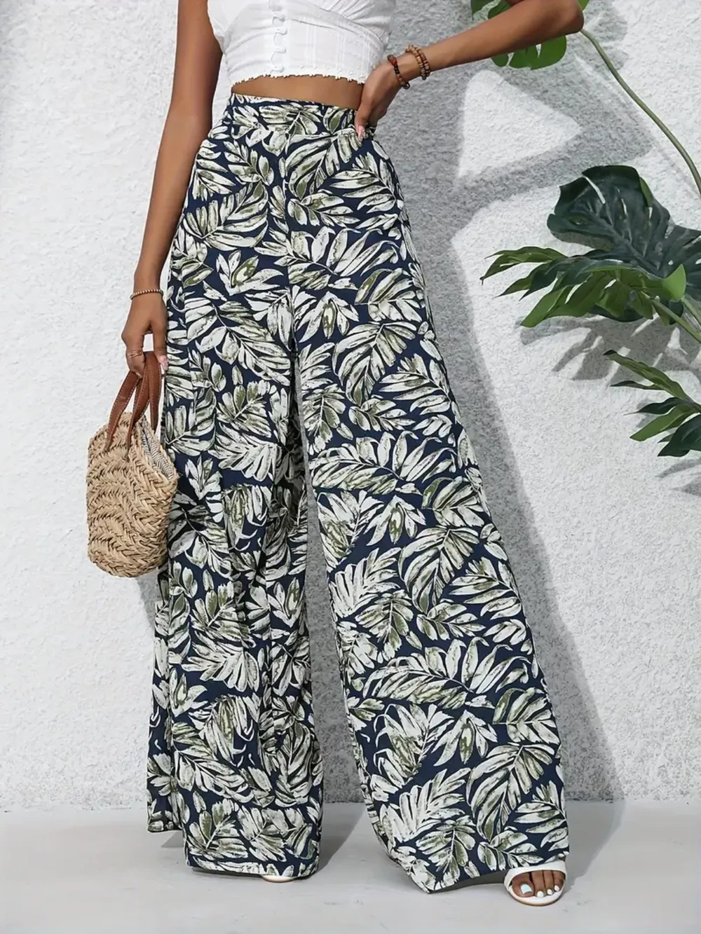 Printed High Waist Wide Leg Pants, image 18