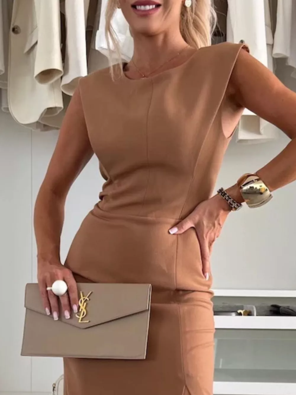 Full Size Slit Round Neck Sleeveless Dress Plus Size, image 10