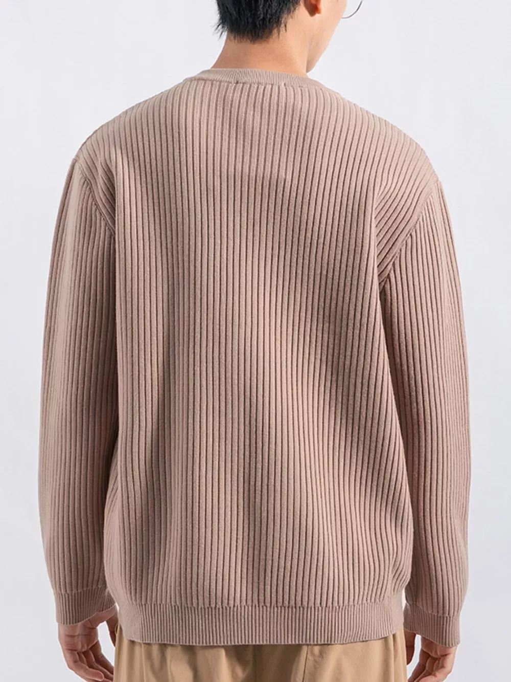 Men's Plus Size Ribbed Button Detail Knit Top, image 6