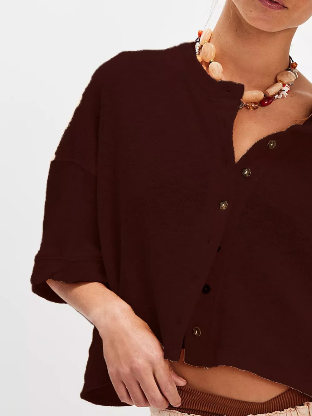 Button-Front Half Sleeve Cardigan, image 16