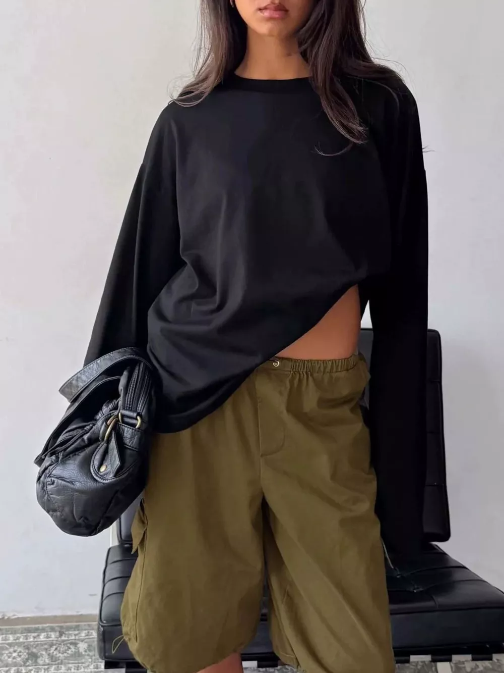 Oversized Long Sleeve Crew Neck T-Shirt, image 6