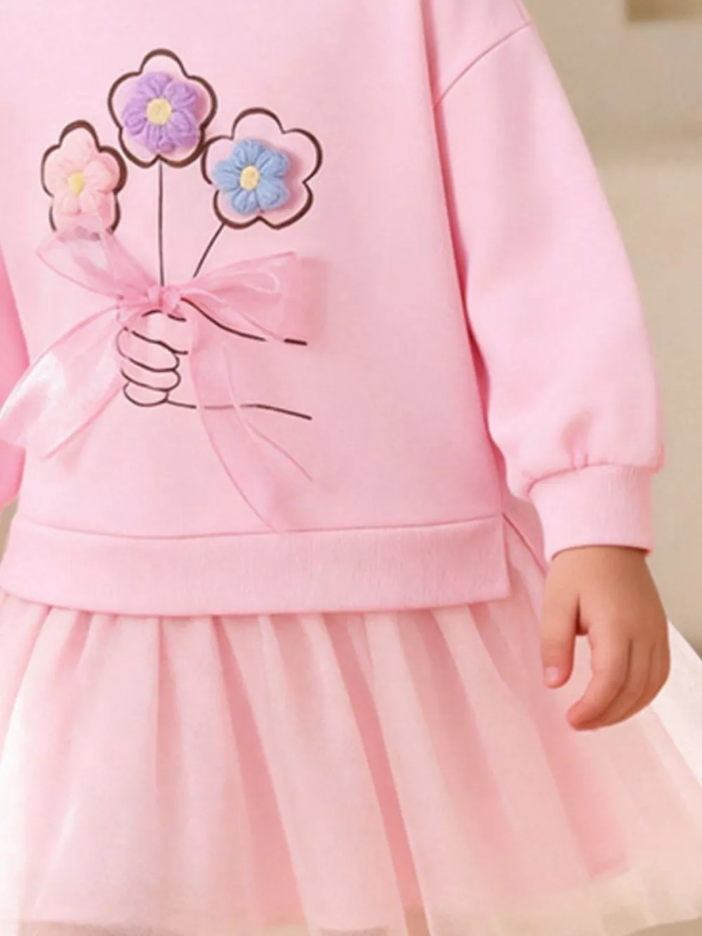 Children's Flower Applique Tulle Dress, image 3