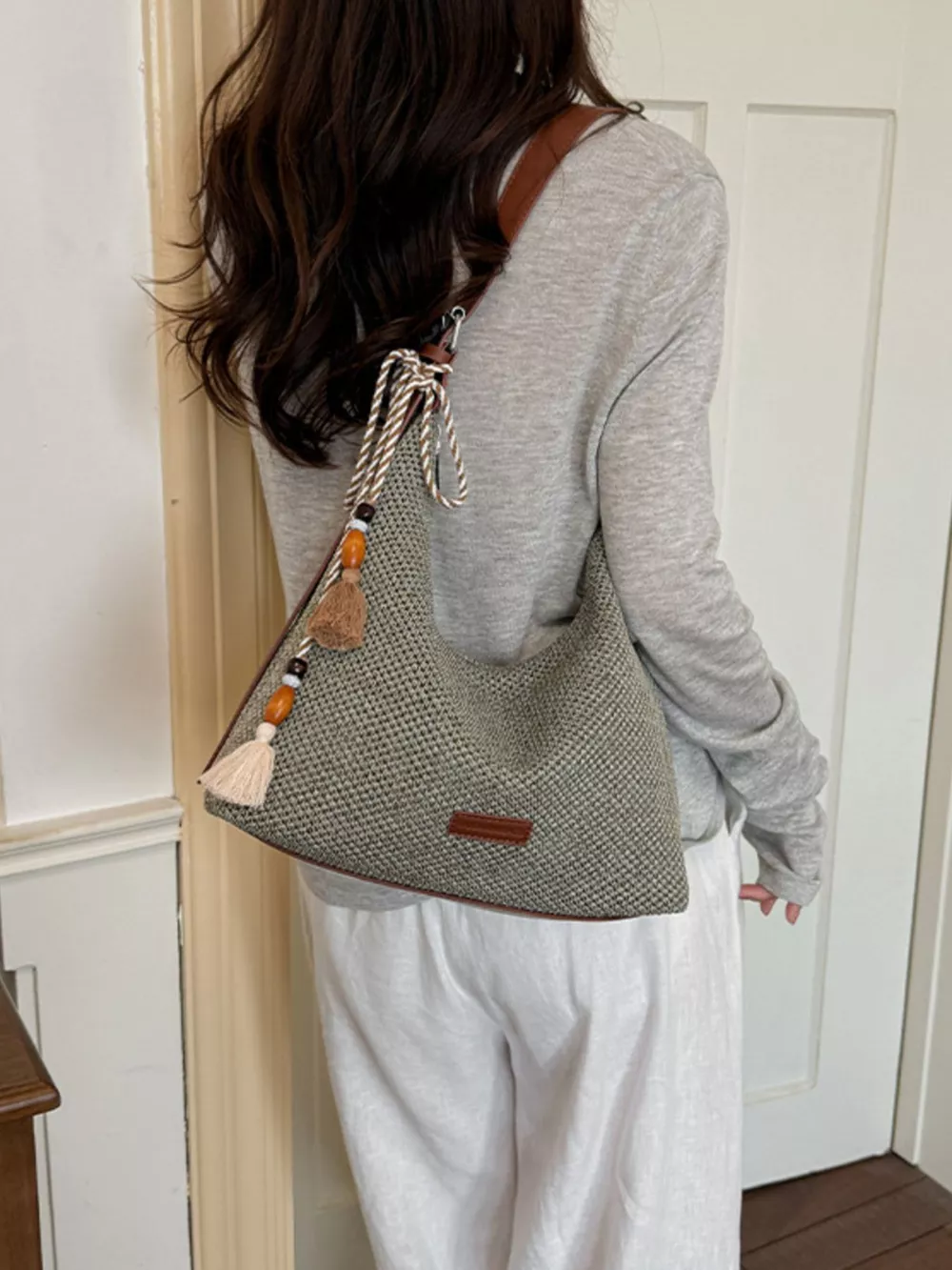 Tassel Woven Shoulder Bag, image 6