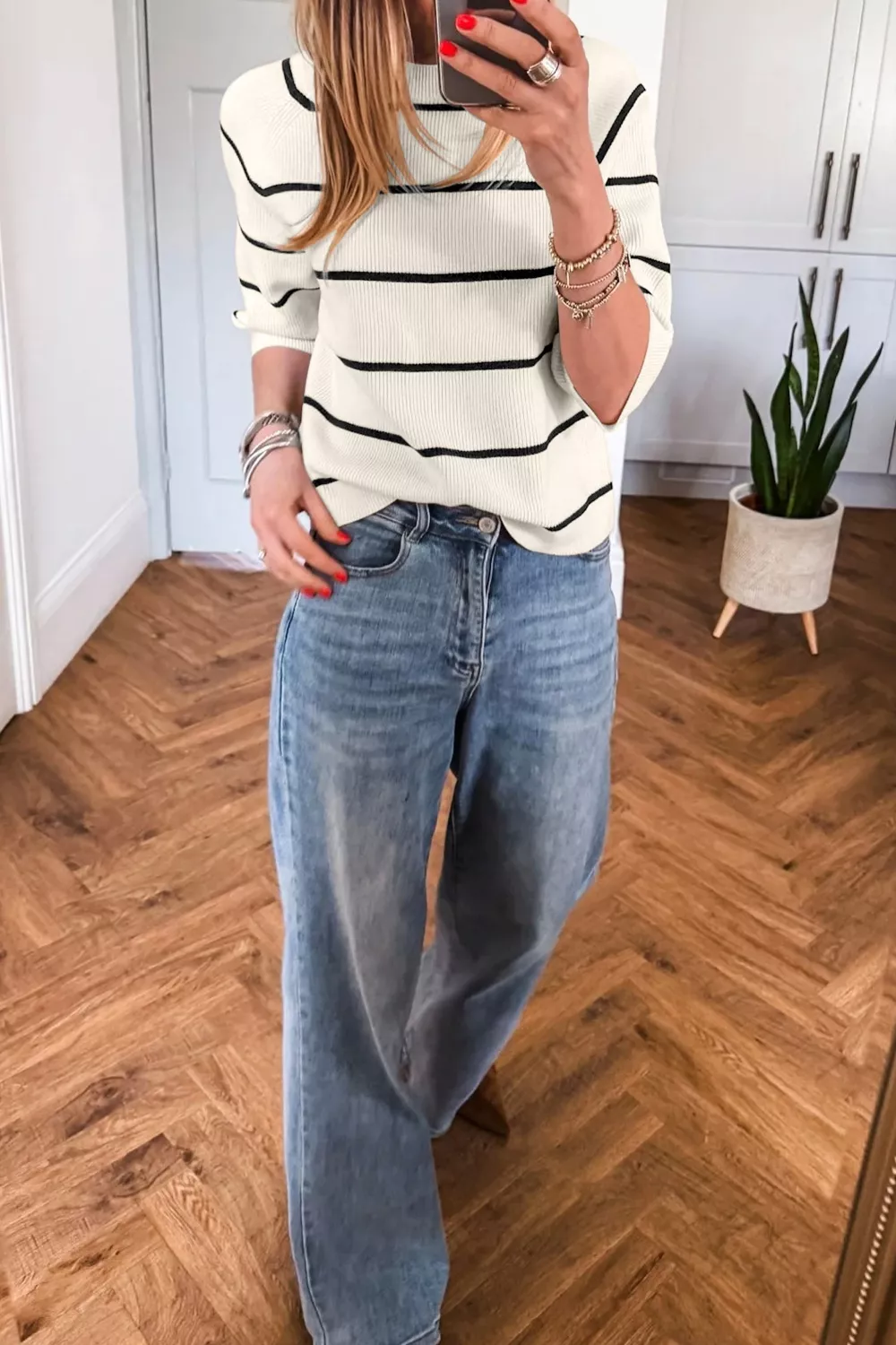 Striped Ribbed Knit Sweater, image 3