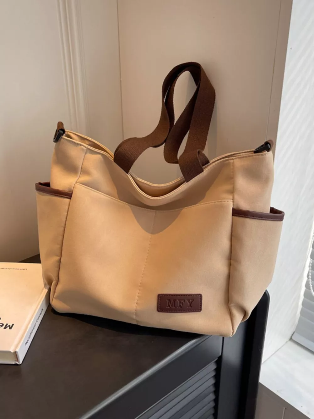Canvas Shoulder Bag with Adjustable Strap, image 10