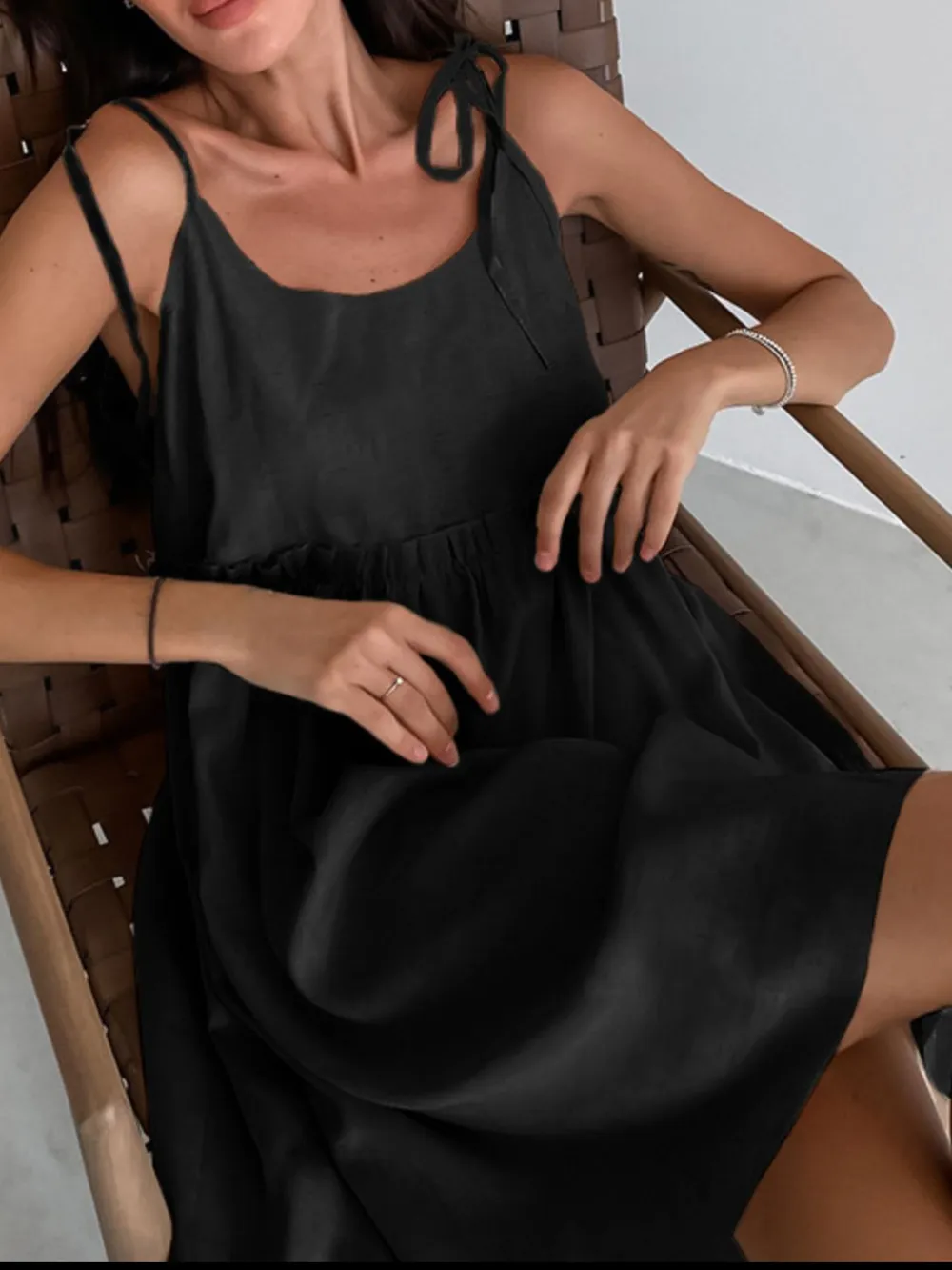 Tie-Shoulder Frill Mini Dress, image 11