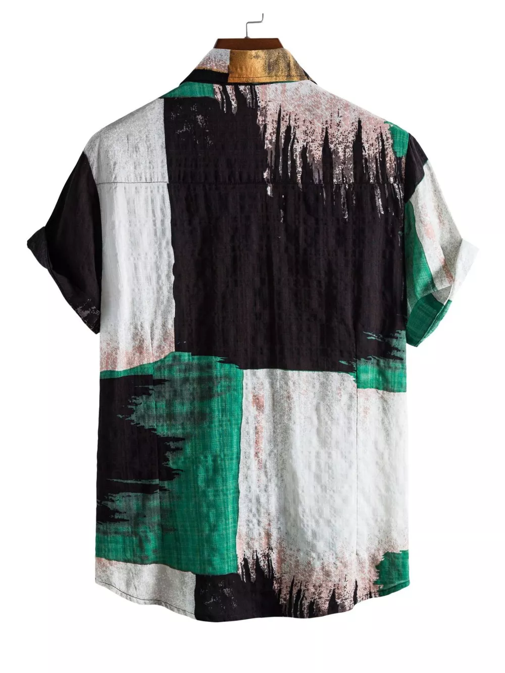 Men's Plus Size Color Block Button Up Shirt, image 2