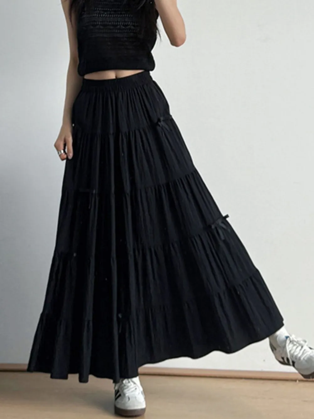 Tiered Elastic Waist Maxi Skirt, image 8