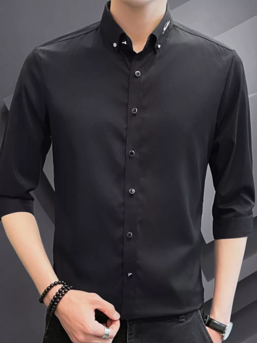 Men's Button Up Slim Fit Casual Shirt, image 3
