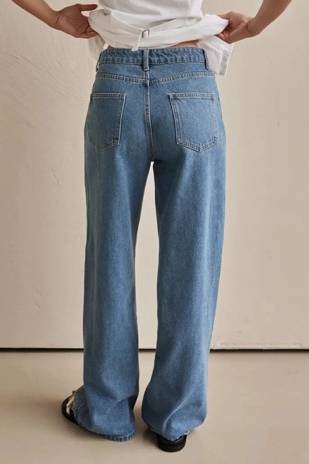 Contrast Straight Leg Jeans with Pockets, image 3