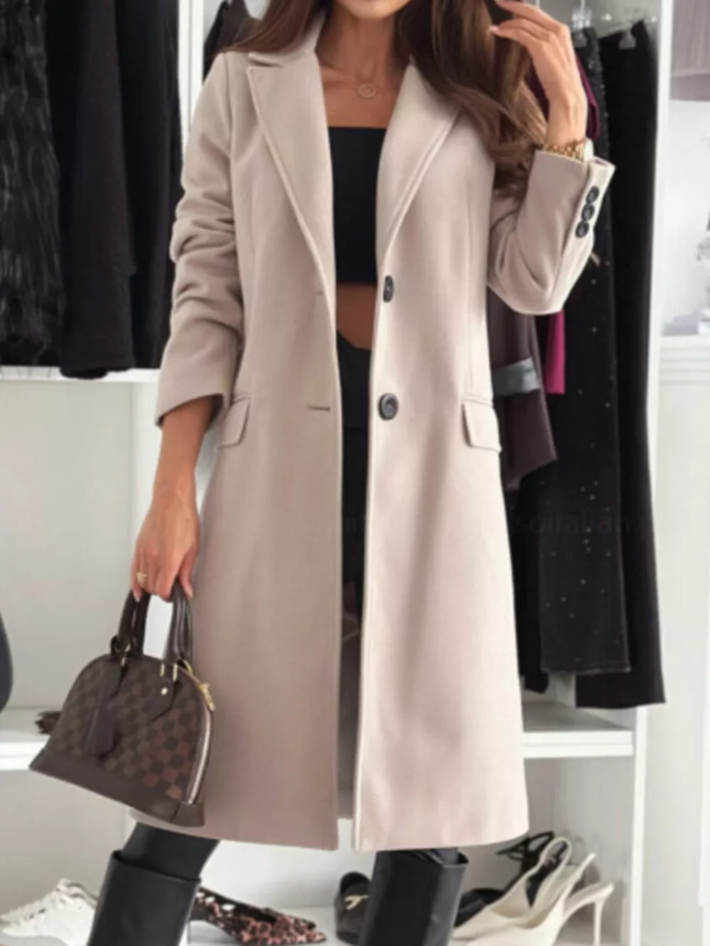 Lapel Collar Long Sleeve Coat, image 13