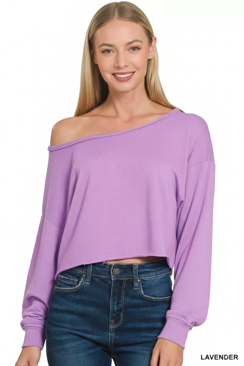 French Terry Boatneck Crop Top, image 2