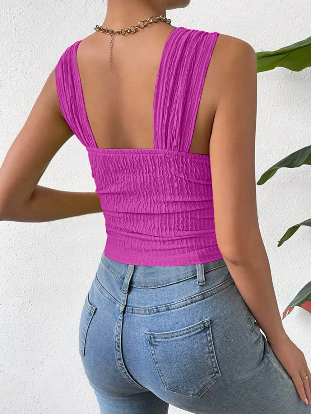 Textured Square Neck Wide Strap Tank, image 27