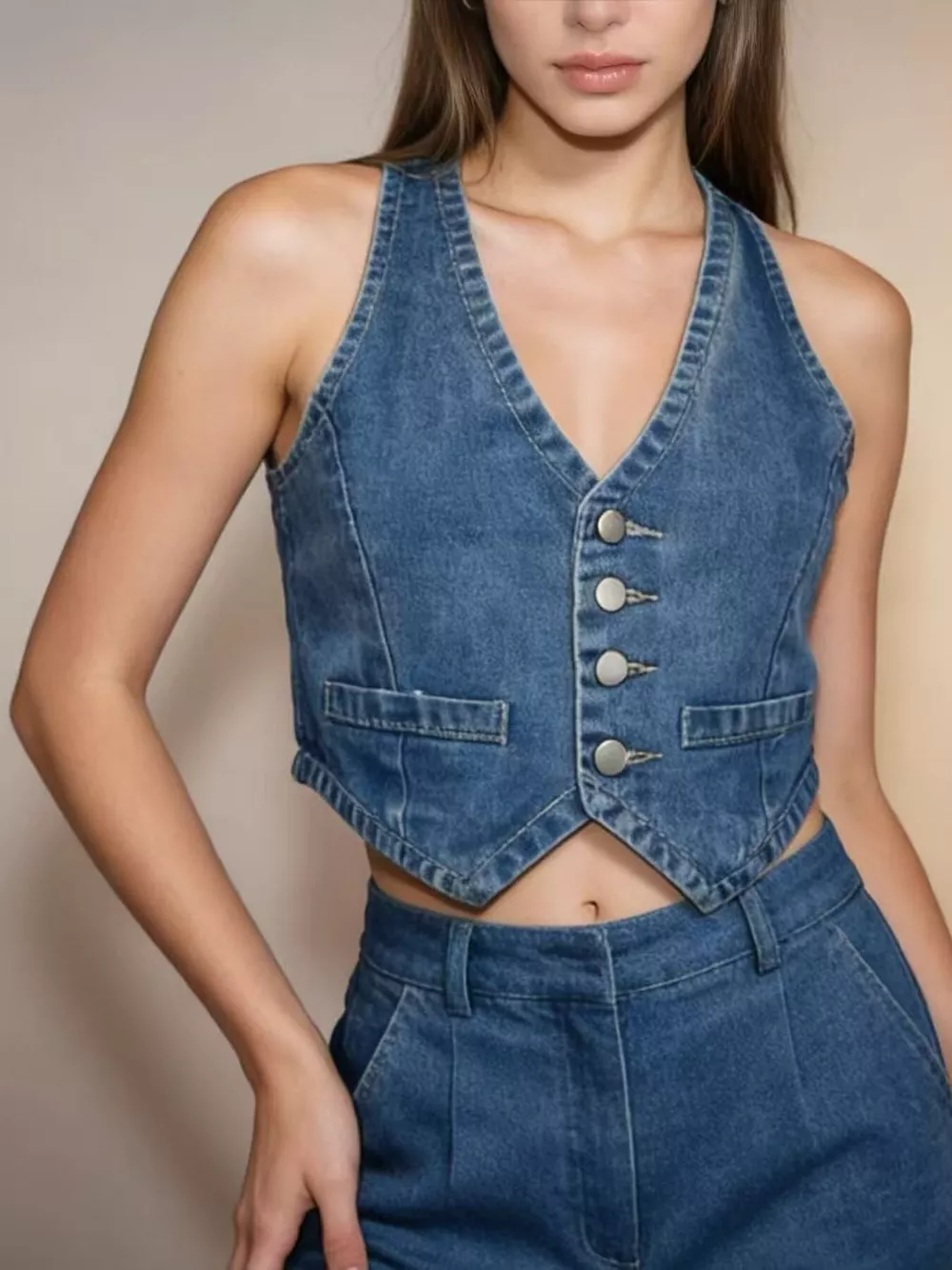 Button-Down Denim Vest, image 10