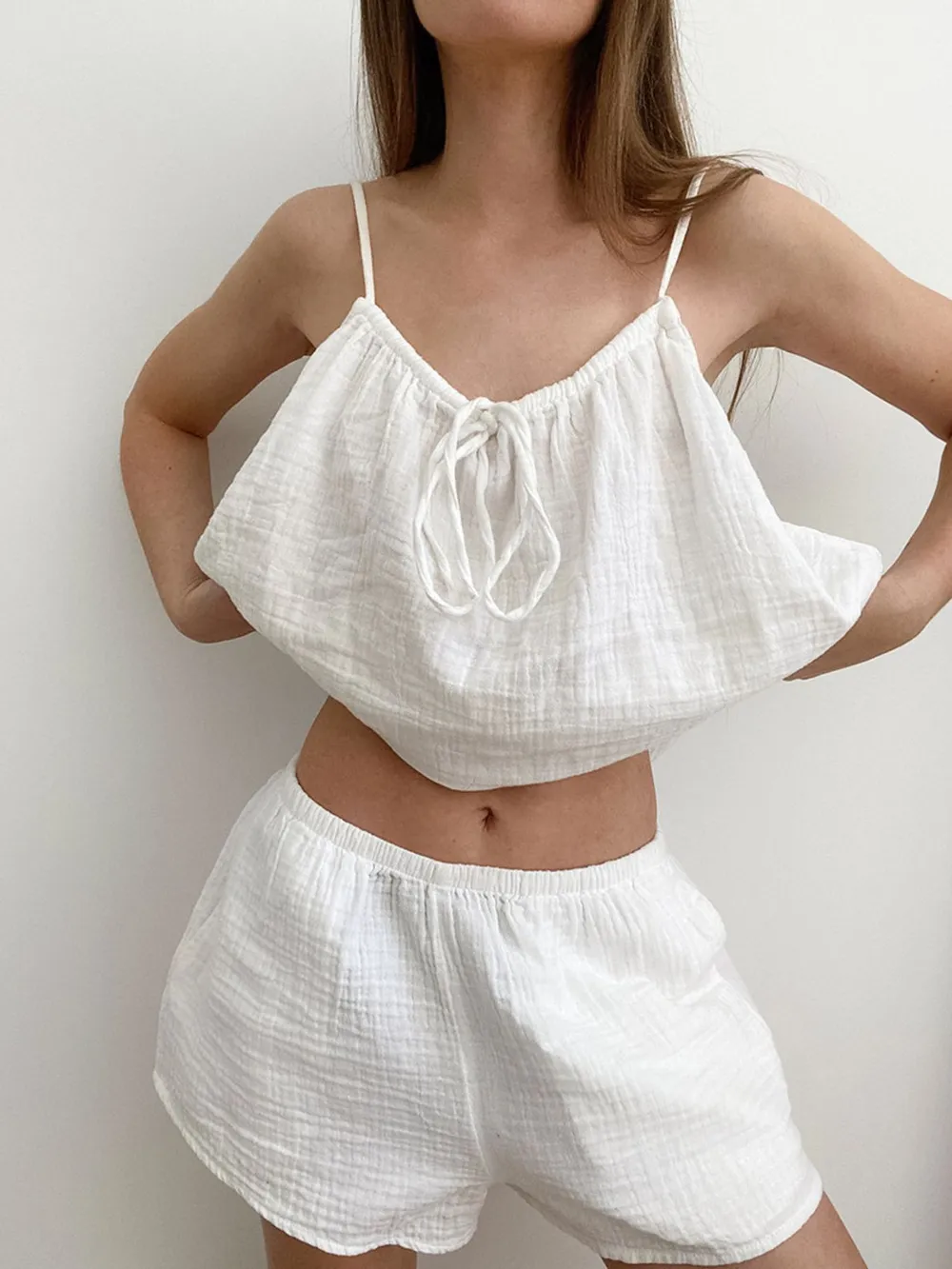 Tie Front Cami and Shorts Lounge Set, image 3