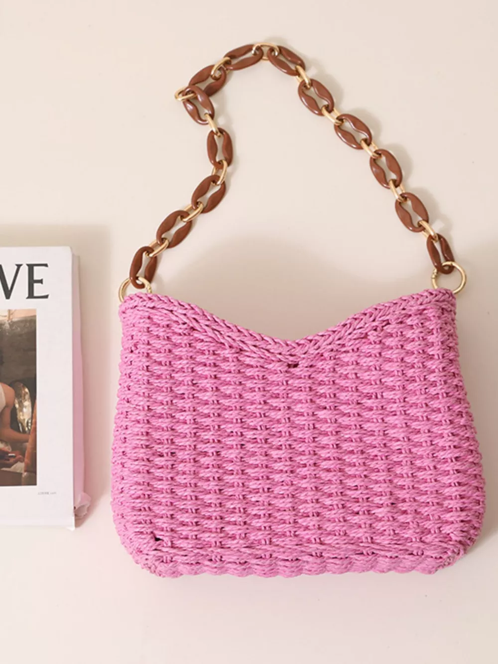 Woven Straw Shoulder Bag, image 7