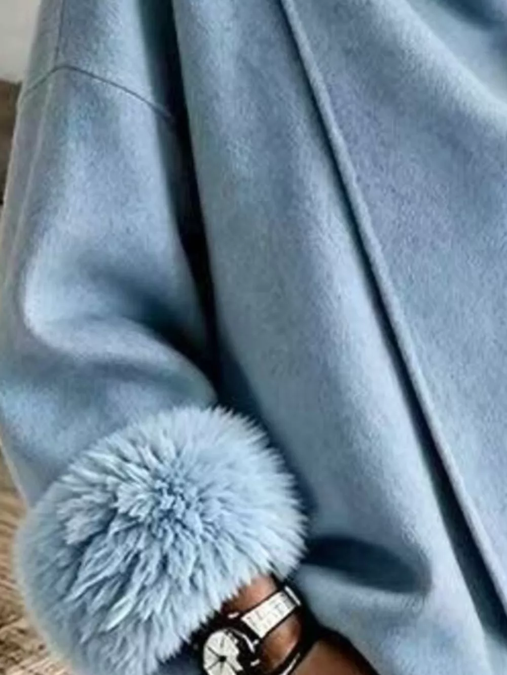 Full Size Elegant Asymmetric Faux Fur Cuff Outerwear Plus Size, image 12