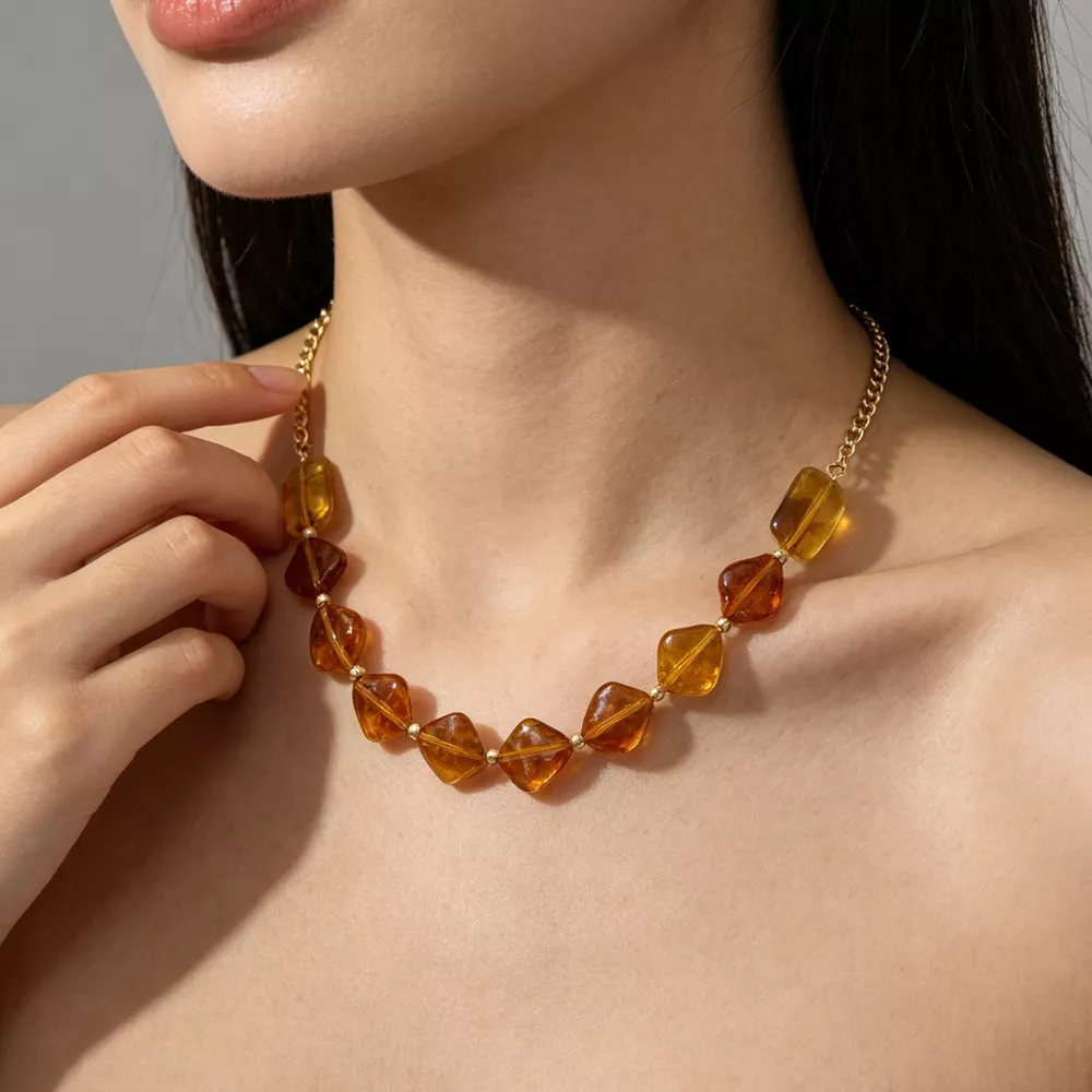 Geometric Acrylic Bead Necklace, image 2