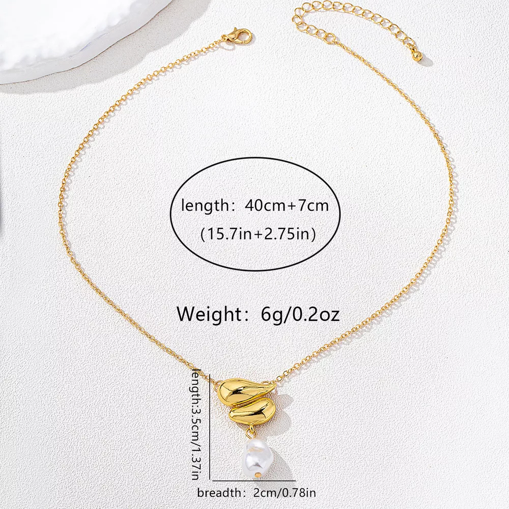 Synthetic Pearl 18K Gold-Plated Alloy Necklace, image 5