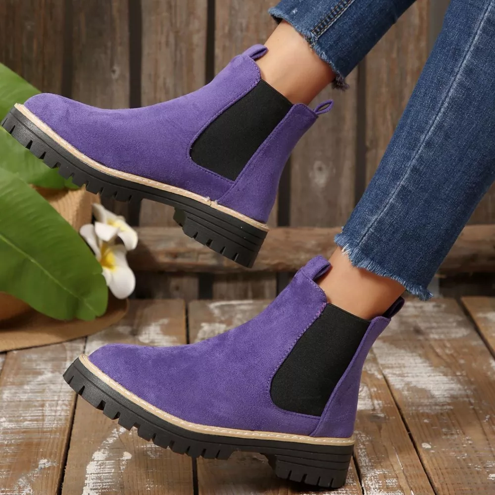 Round Toe Block Heels Boots, image 33