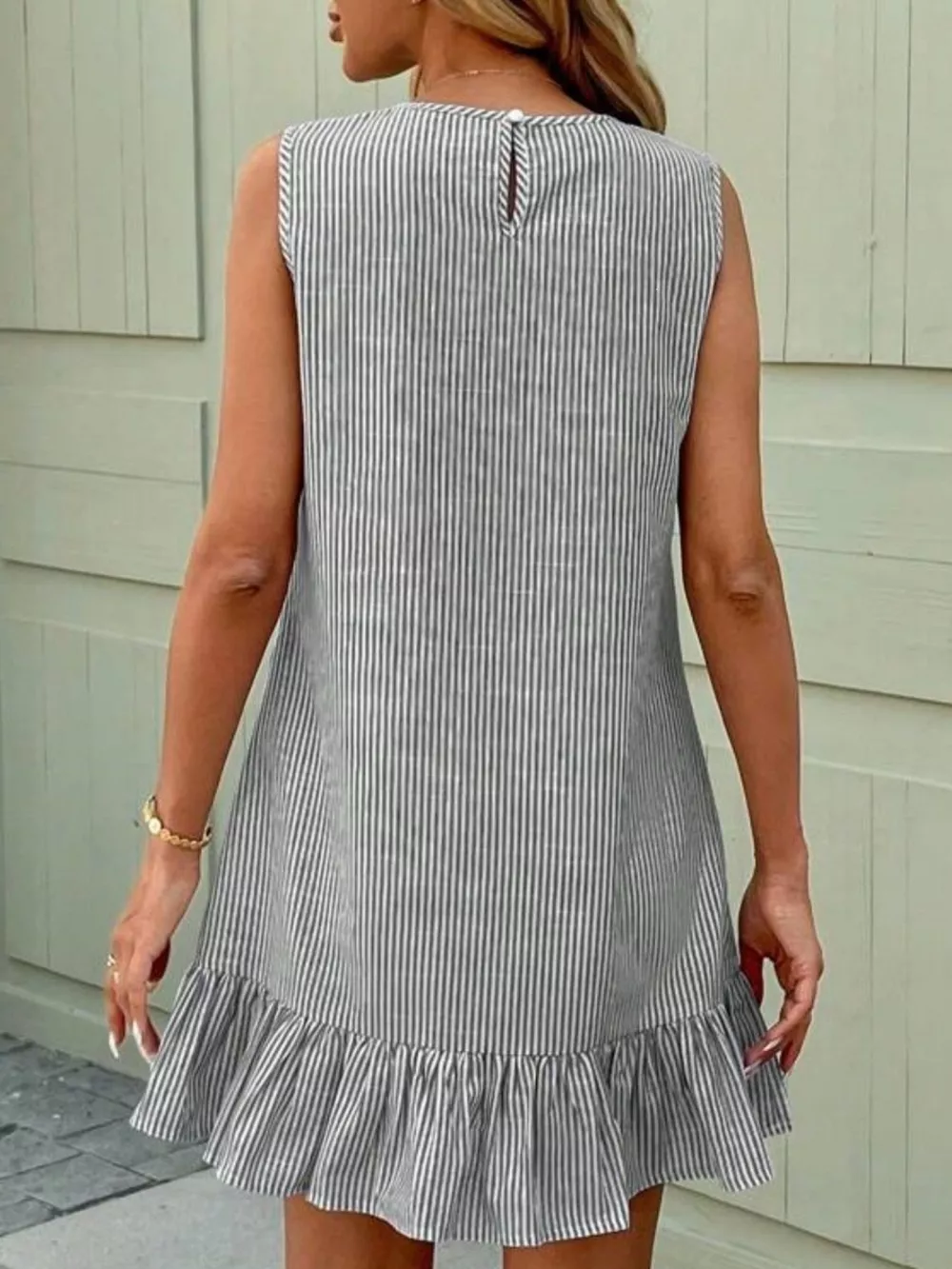 Sleeveless Striped Ruffle Hem Mini Dress, image 8