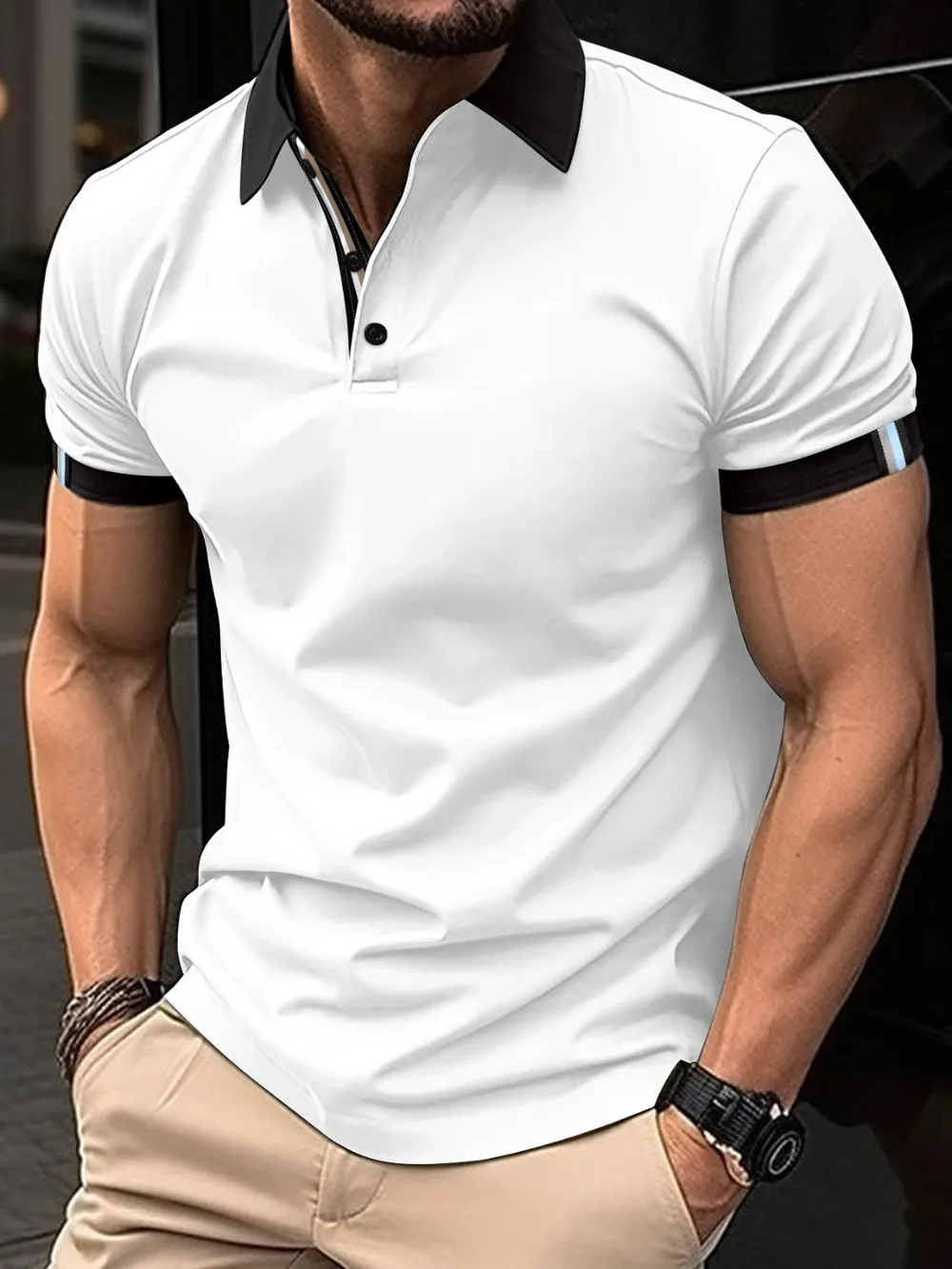 Men's Full Size Collared Neck Short Sleeve Polo Plus Size, image 2