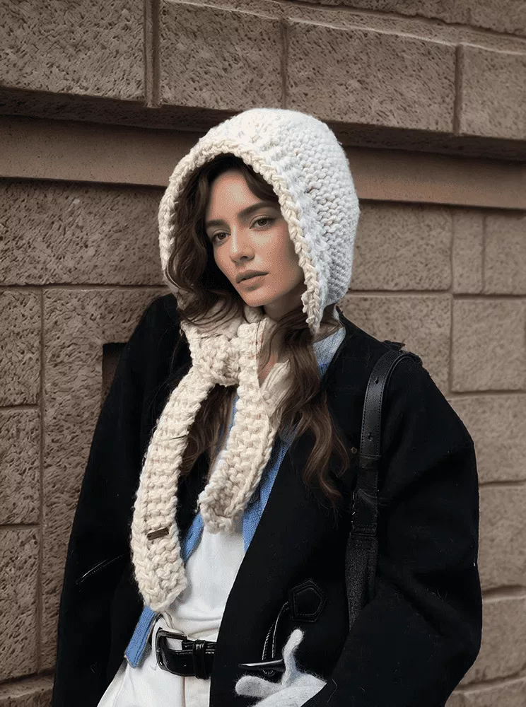 Knitted Hooded Scarf Hat, image 2