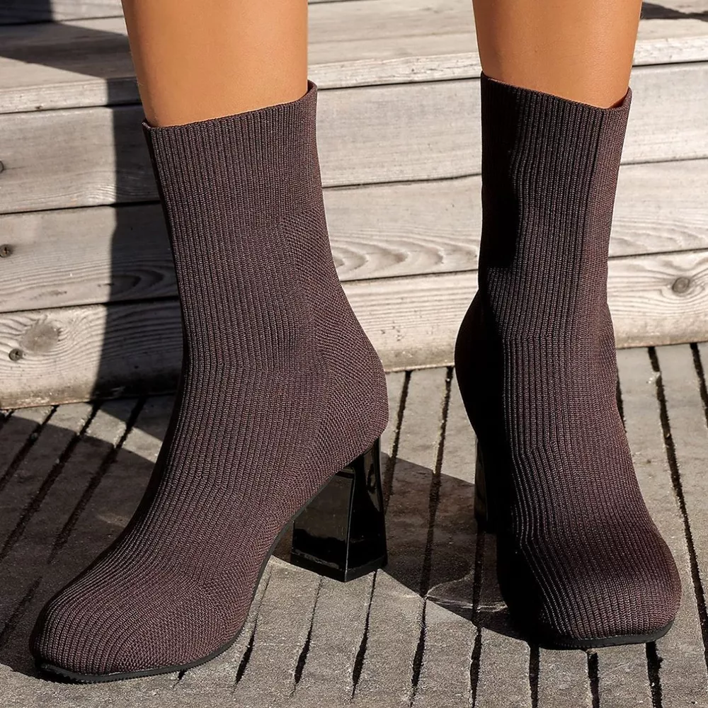 Round Toe Block Heels Boots, image 22