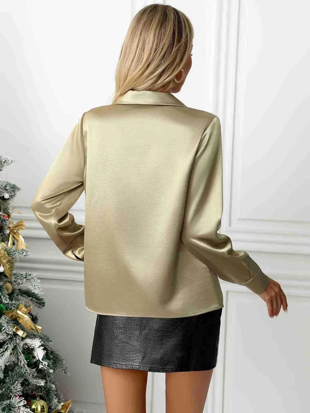 Collared Neck Button Down Long Sleeve Shirt, image 4