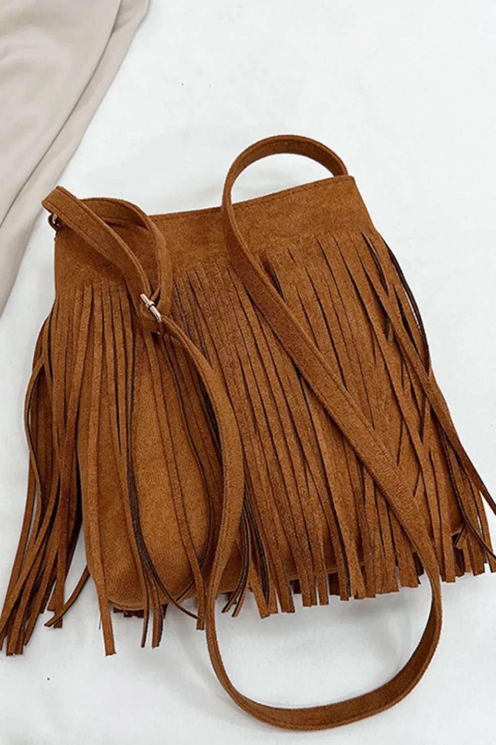 Suede Fringe Shoulder Bag, image 8