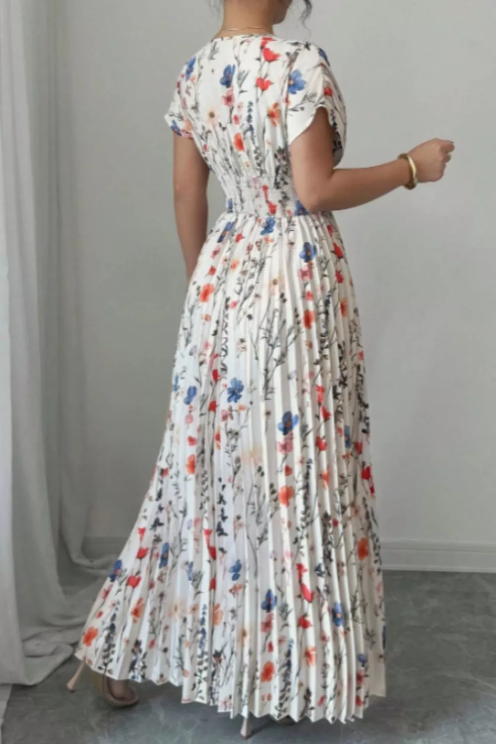 Floral Print Pleated Maxi Dress, image 3