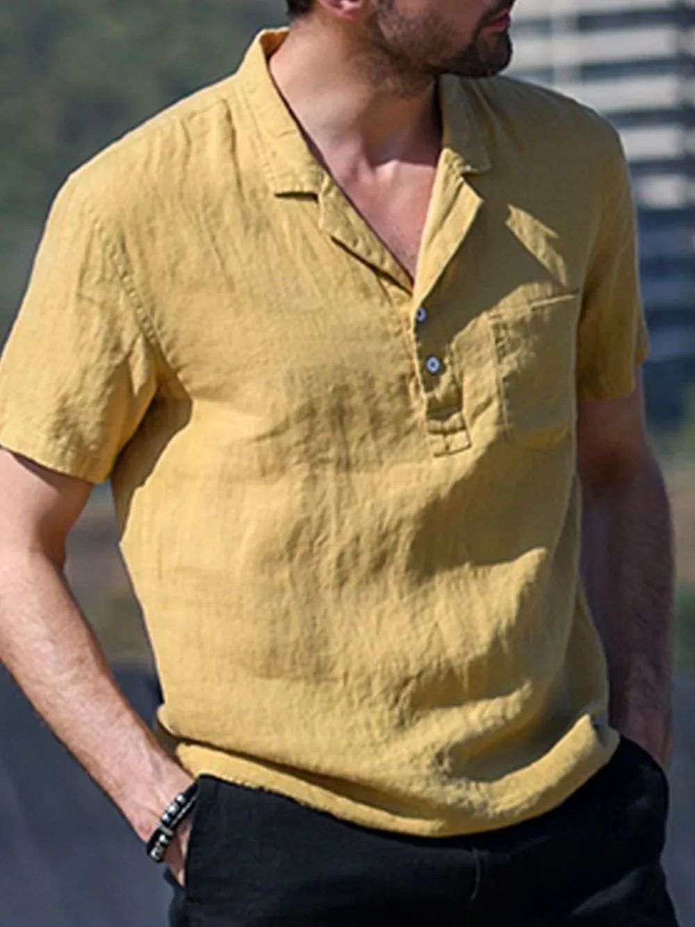 Men's Full Size Classic Linen Blend Short Sleeve Polo Shirt Plus Size, image 3